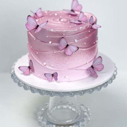Purple Butterflies Cream Cake