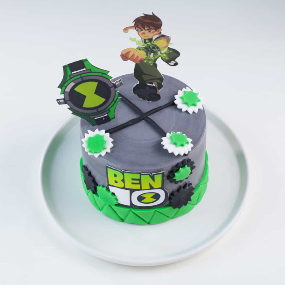 ben 10 theme cake. top view