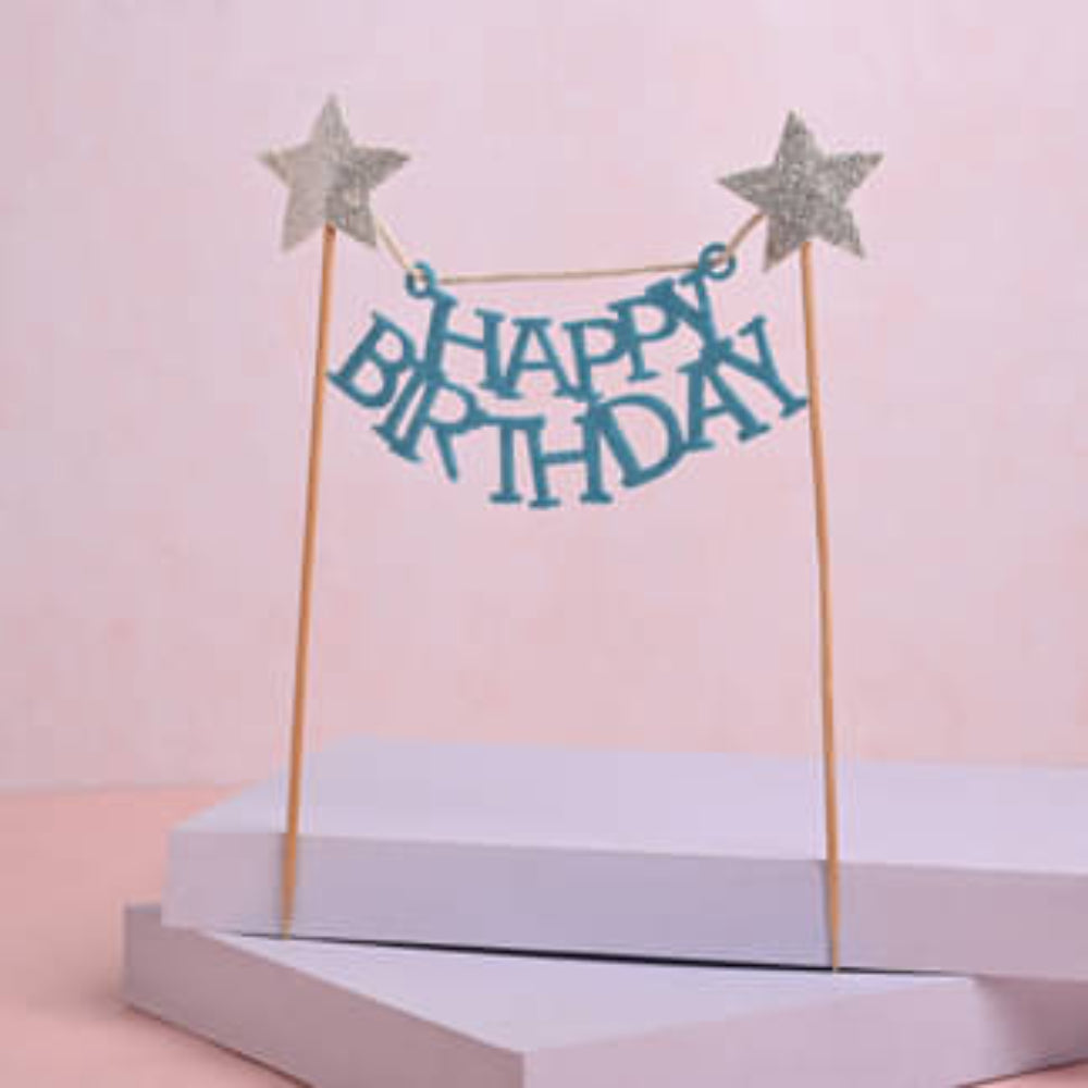 beautiful topper with happy birthday hanger