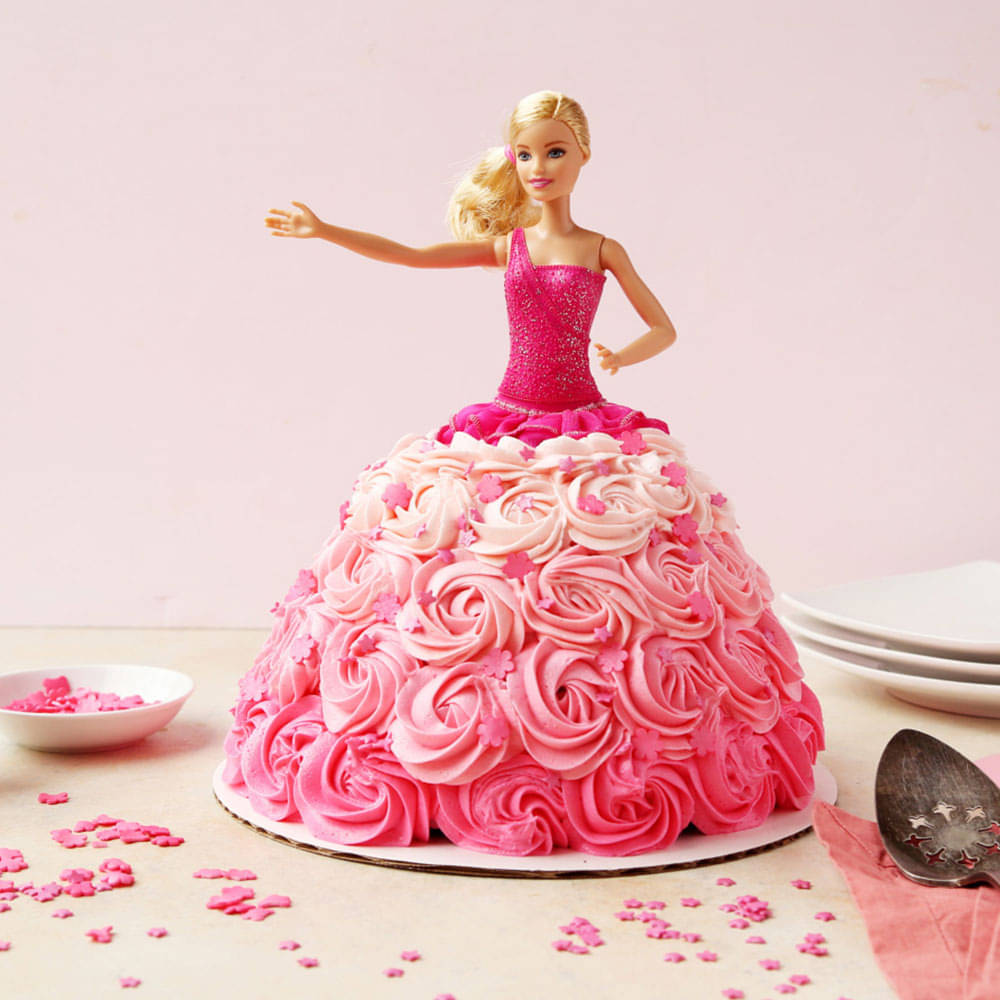 Cream Barbie Cake
