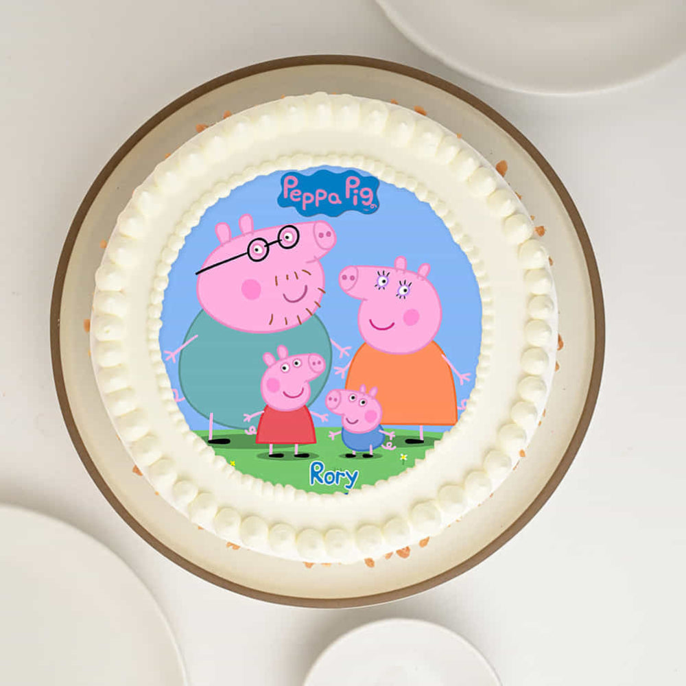 Peppa Pig theme designer cake with cartoon characters, perfect for kids birthday celebrations in Delhi.