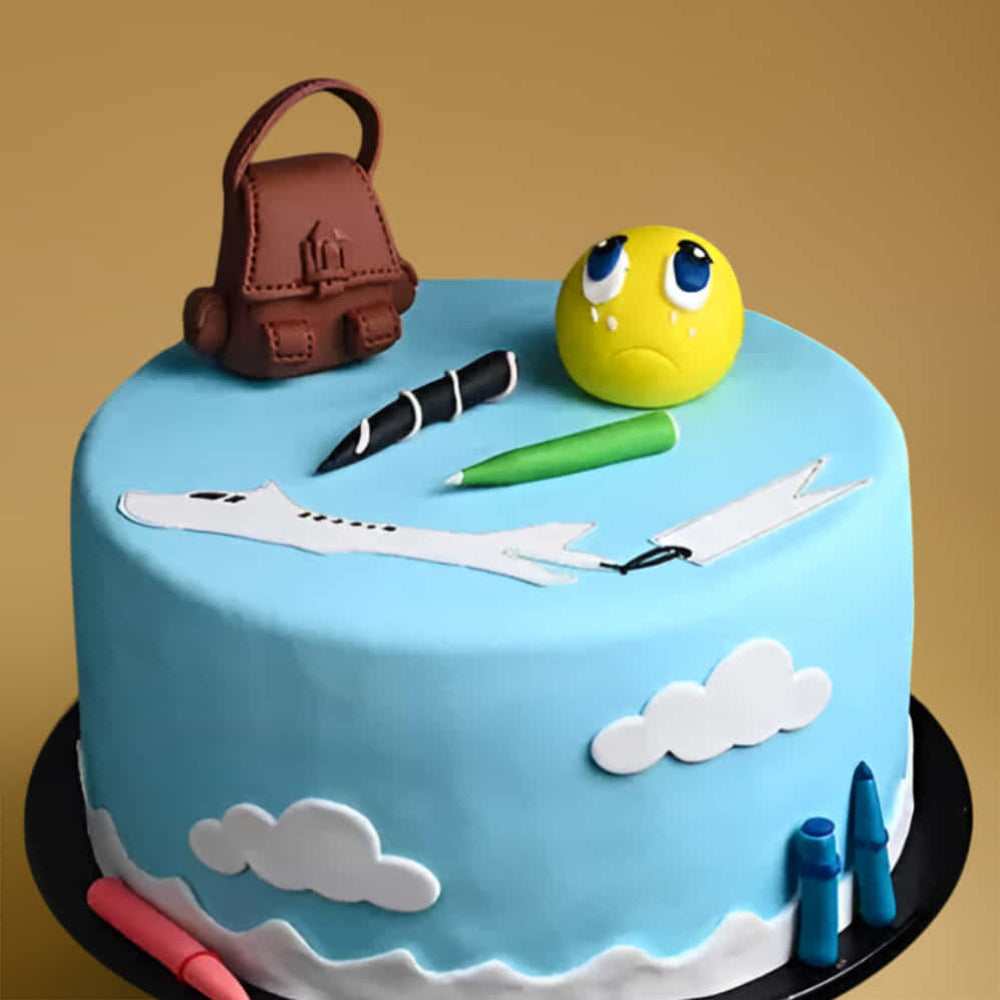 Airplane theme cake with clouds and sky design