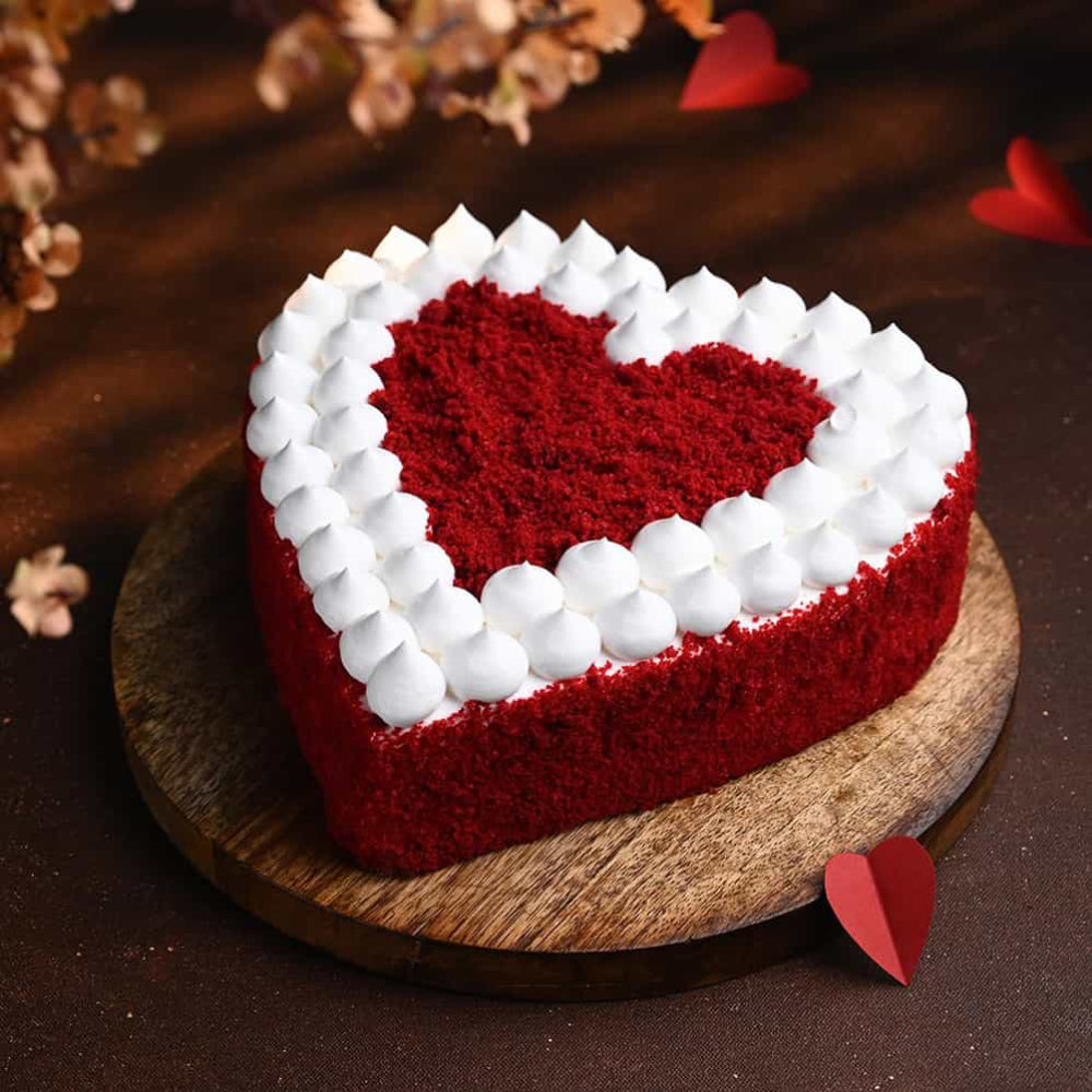 Red Velvet Heart Valentine Cake with Topper