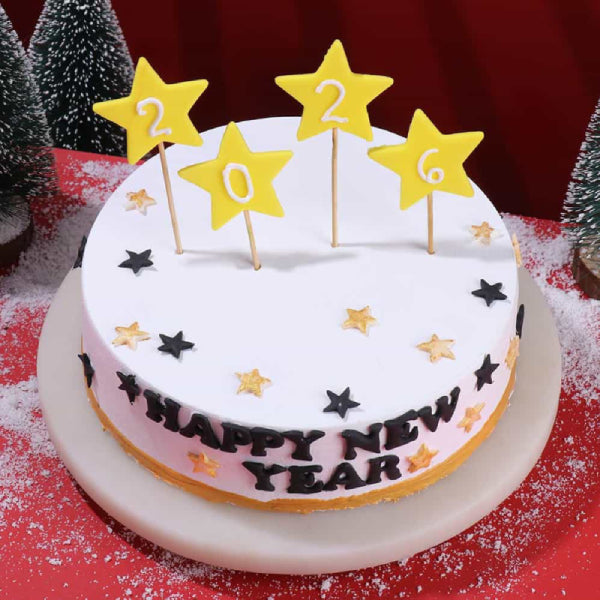 Golden Stars New Year Theme Cake