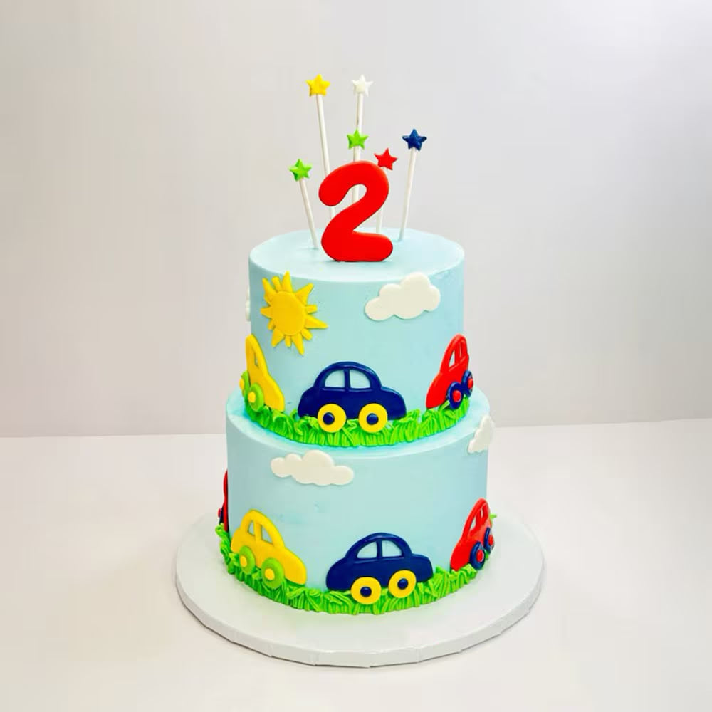 2nd Birthday Car Theme Tier Cake