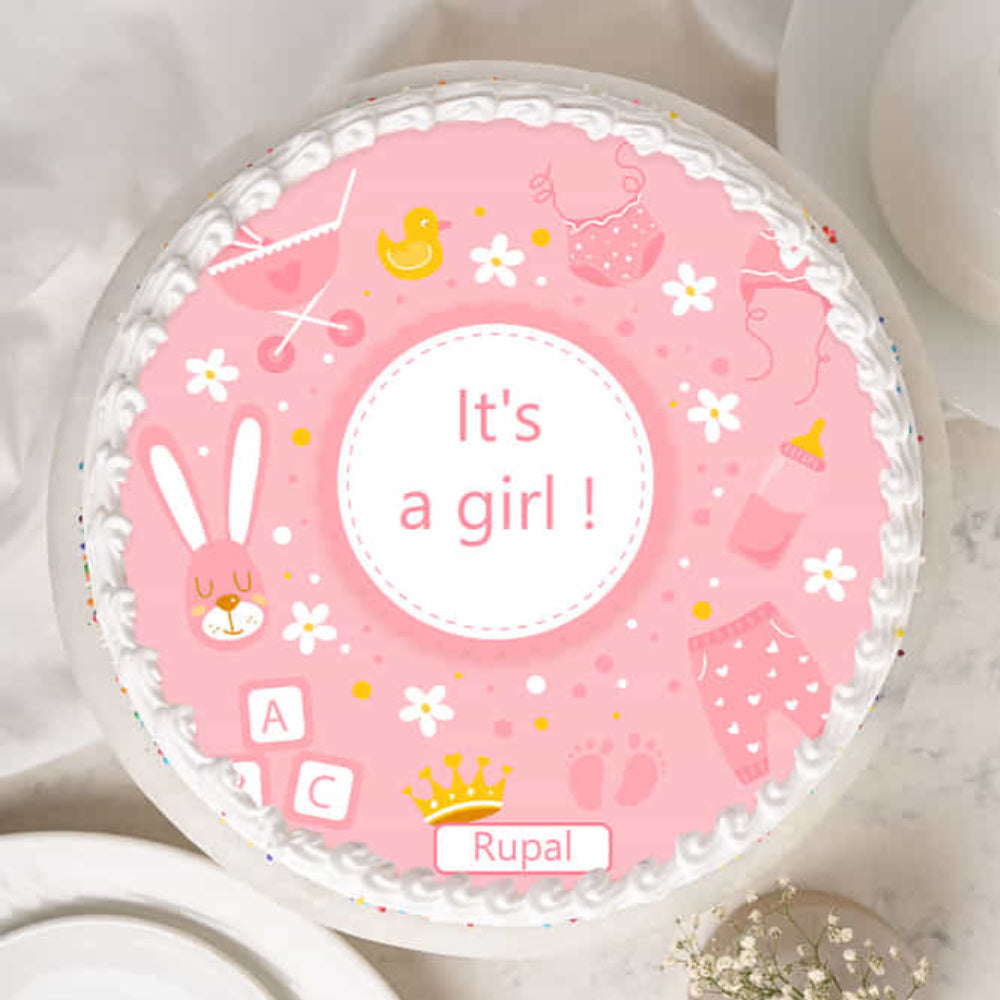 Baby Girl Shower Photo Cake