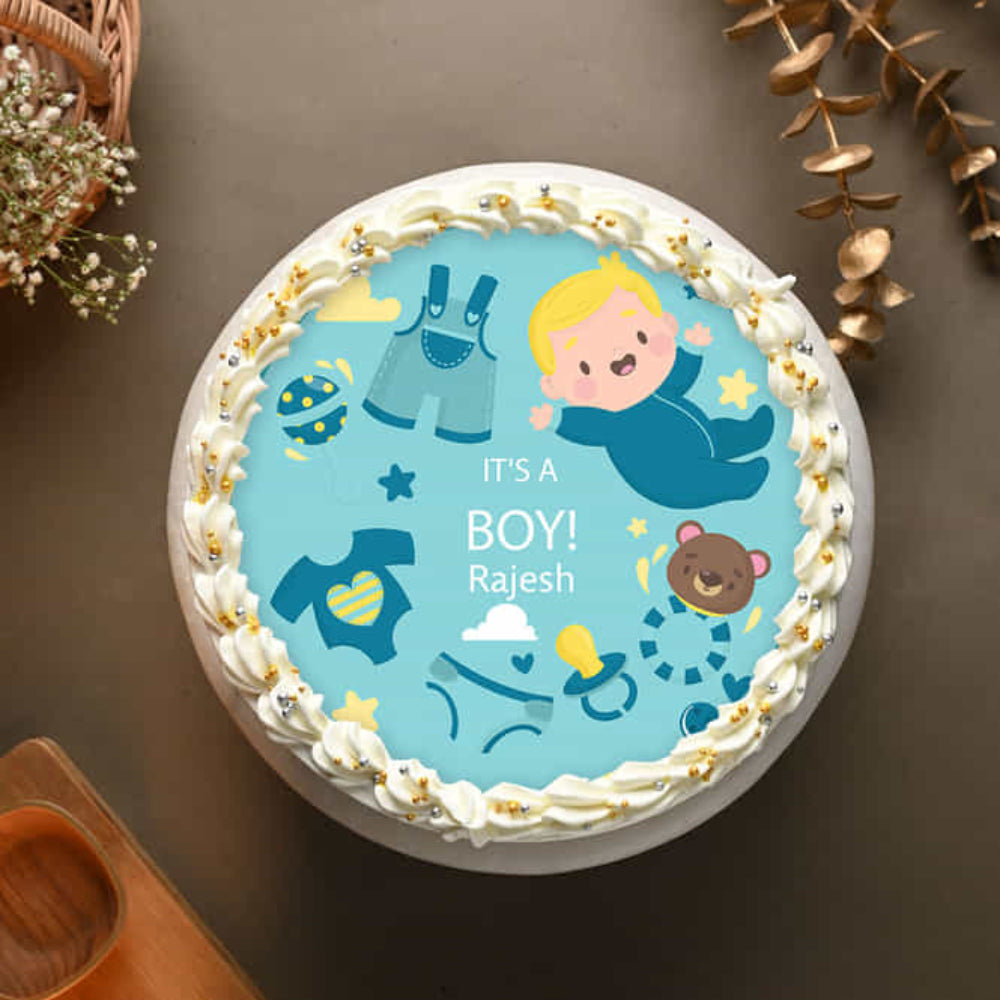 Baby Boy Shower Photo Cake