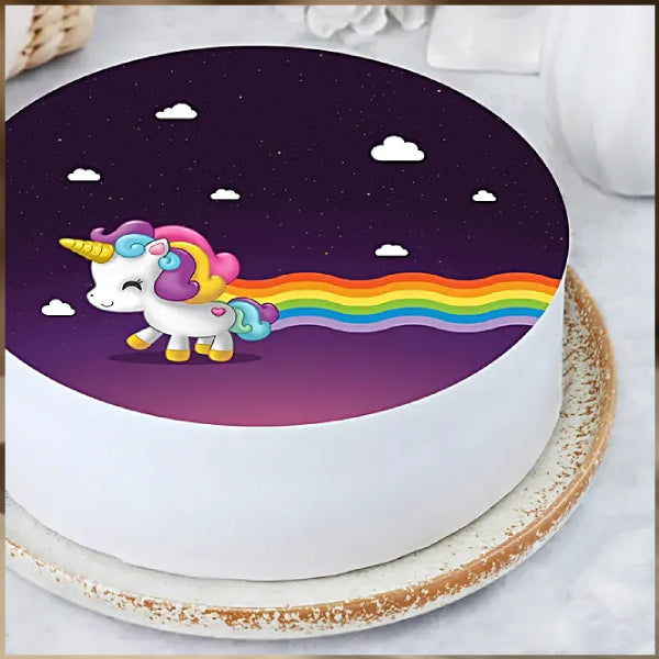Happy Unicorn Photo Cake