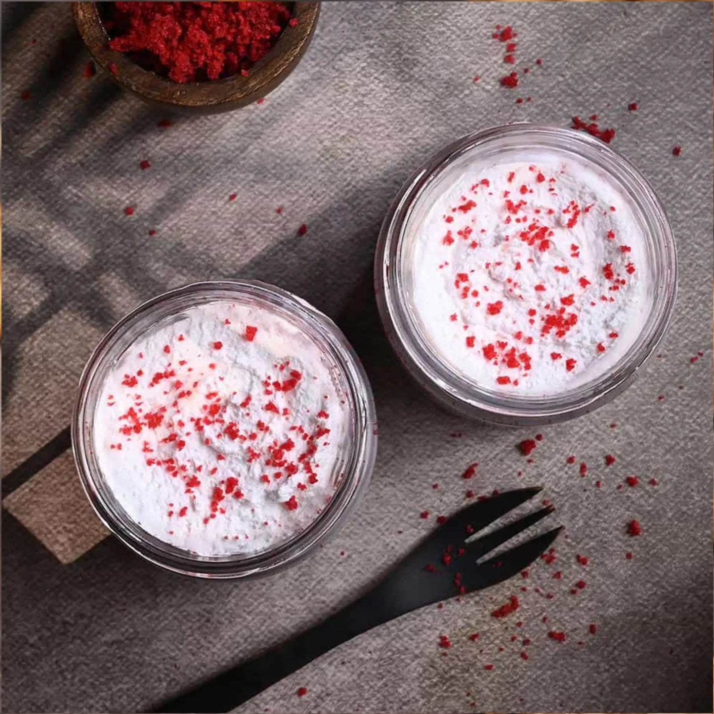 Two Red Velvet Jars