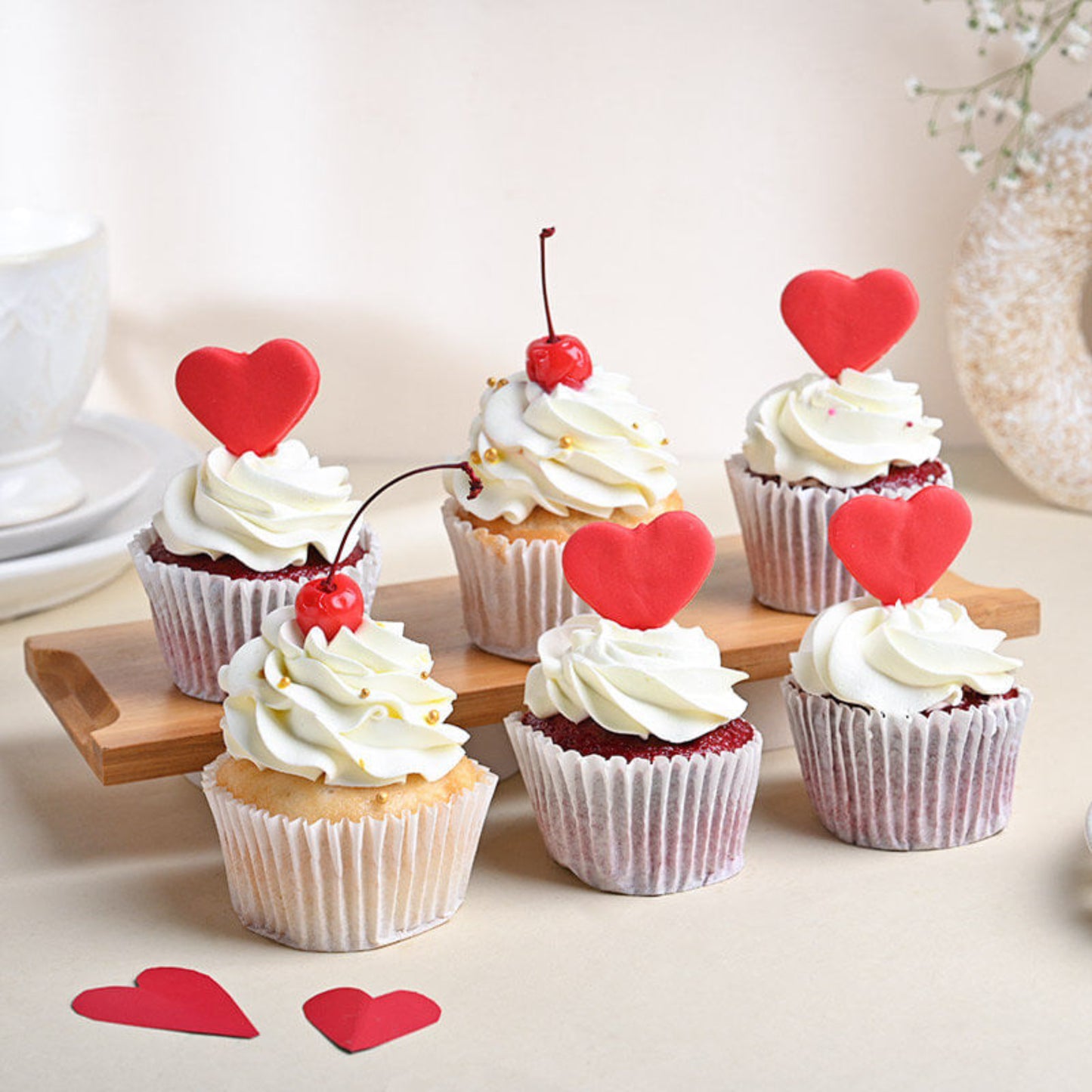 Cherry N Fondant Heart Cupcakes