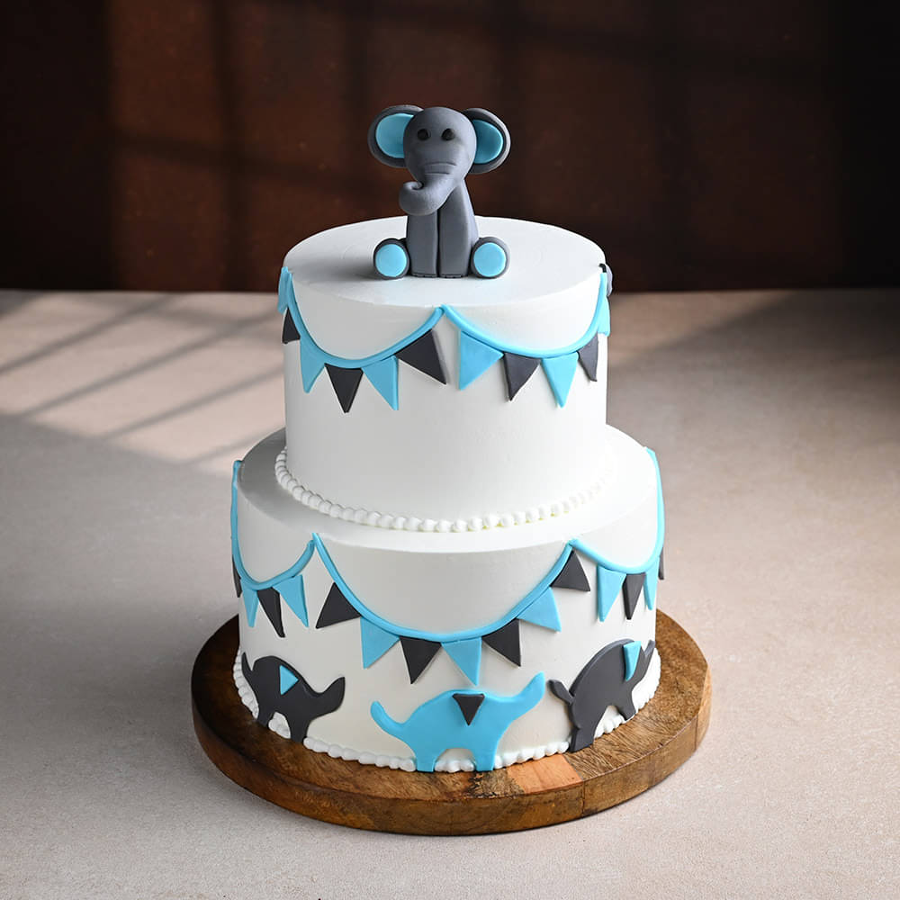 Two Tier Elephant Fondant Cake