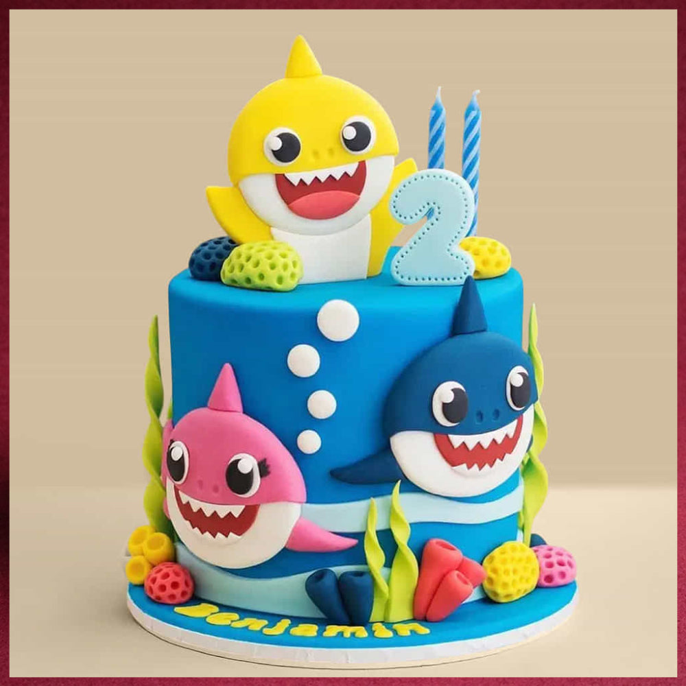 Baby Sharks Spark Fondant Cake