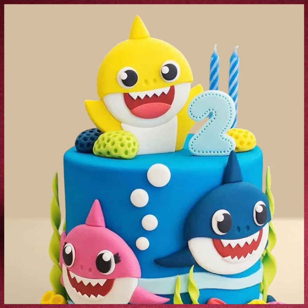 Baby Sharks Spark Fondant Cake