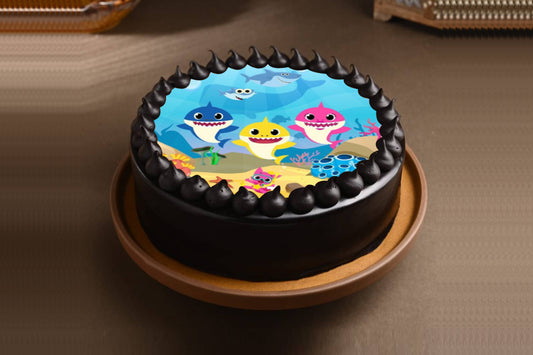 Colorful Baby Shark Photo Cake