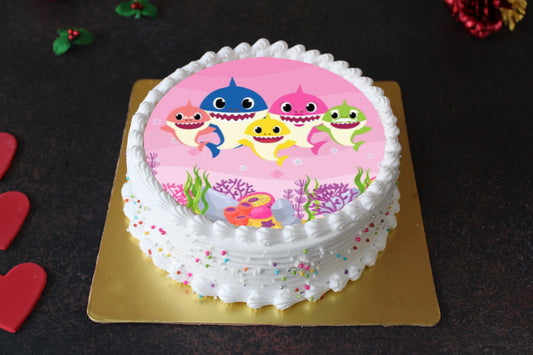 Pink Baby Shark Photo Cake