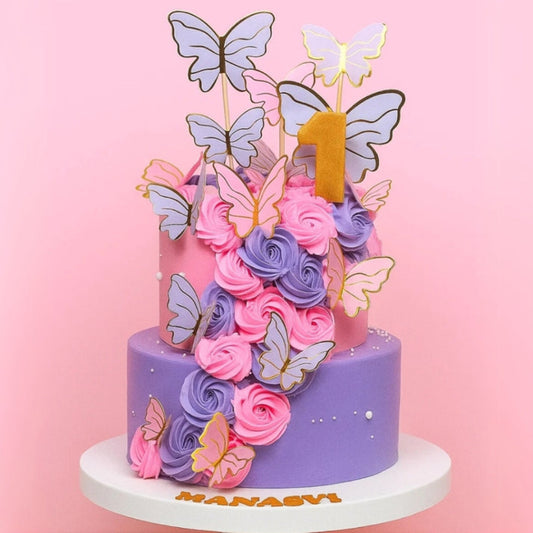 Pink N Blue Theme Butterfly Cake