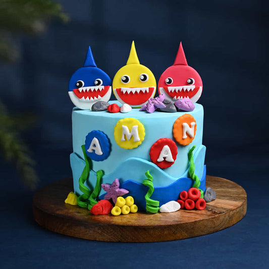 Fintastic Baby Shark Theme Cake