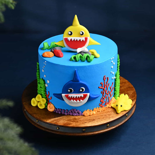 Cheerful Baby Shark Theme Cake