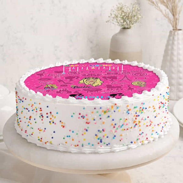 Circular Pink Birthday Cake
