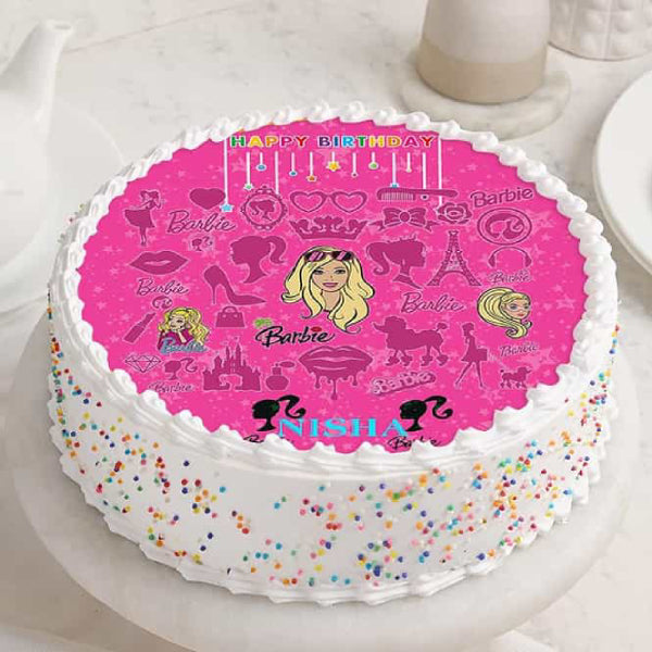 Circular Pink Birthday Cake