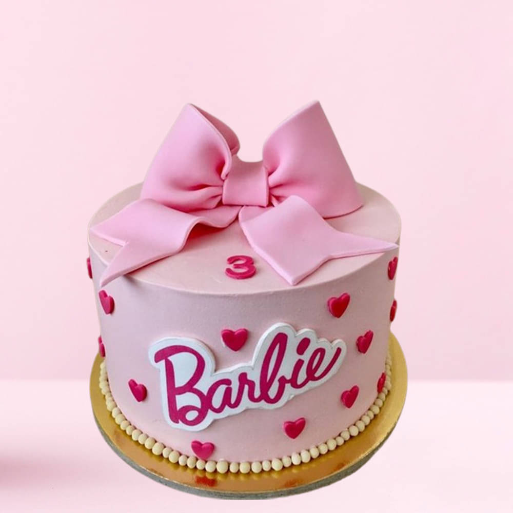 Barbie Bow Semi Fondant Cake
