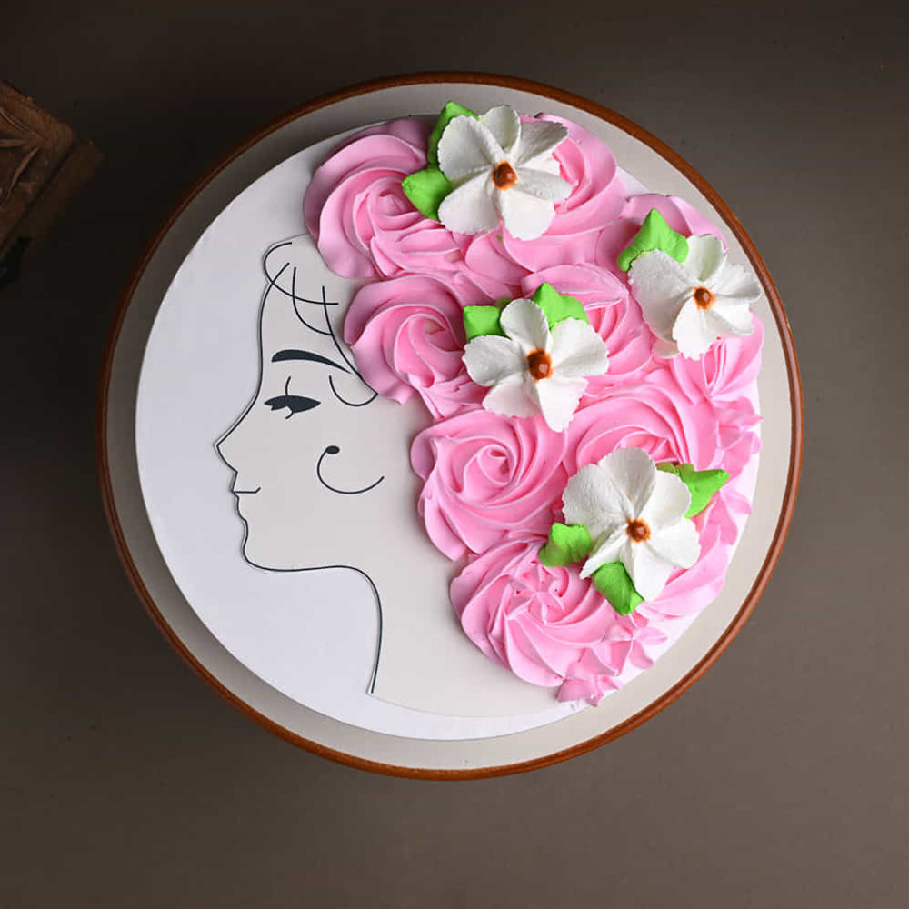 Floral Vanilla Womens Day Cake