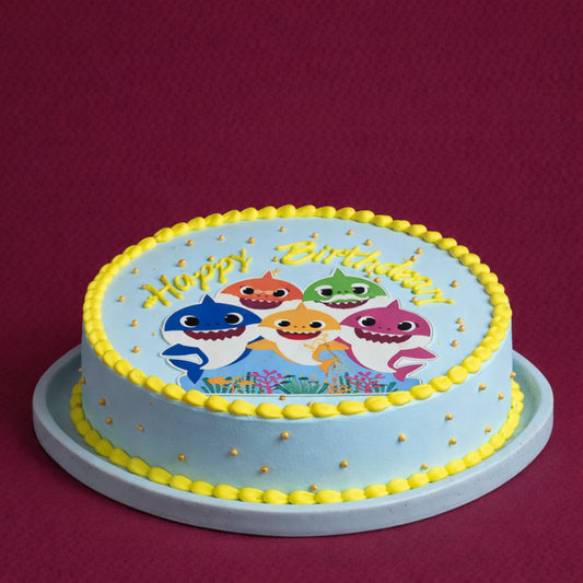 Colourful Baby Sharks Birthday Theme Cake