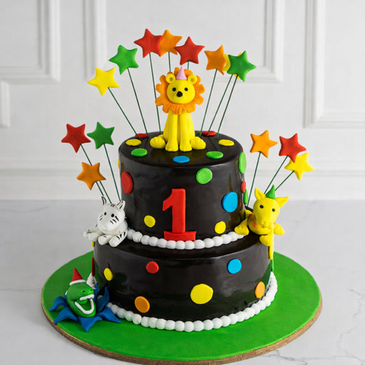 Jungle Lion Tier Cake