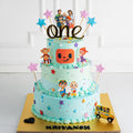 Three Tier Cocomelon Theme Cake