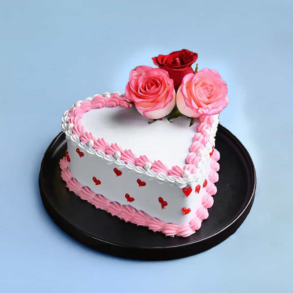 Blooming Hearts Valentine Cake