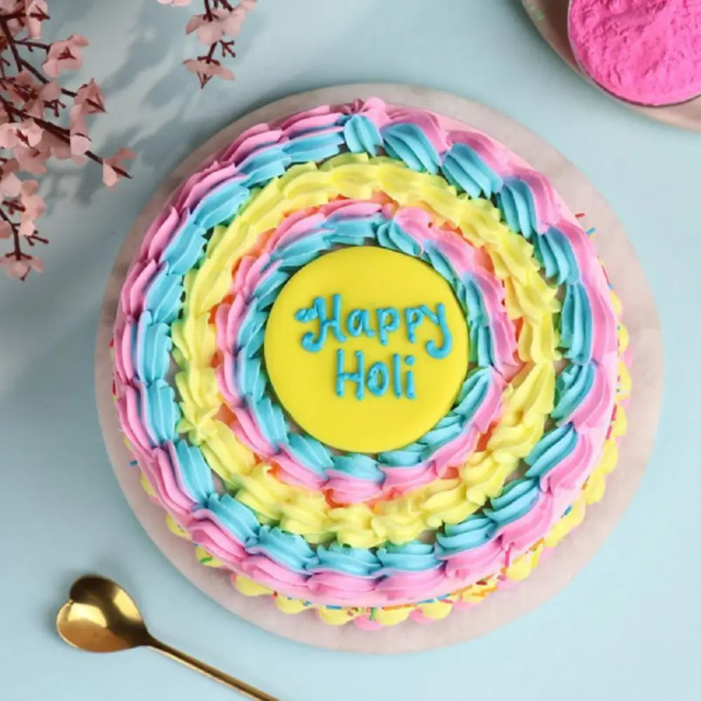 Vibrant Holi Pineapple Cake