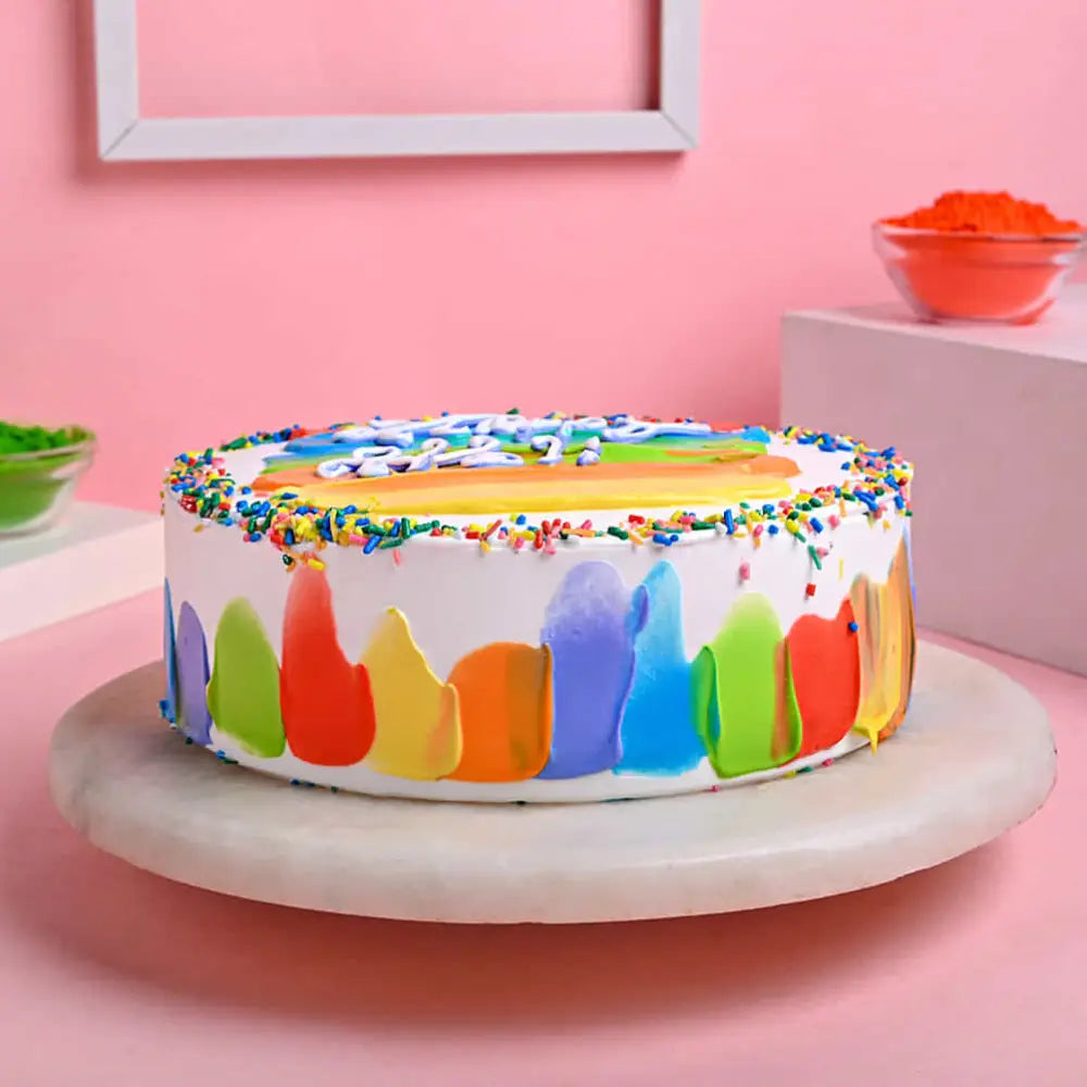 Holi Vibrant Pineapple Cake
