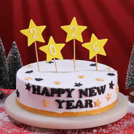 Golden Stars New Year Theme Cake