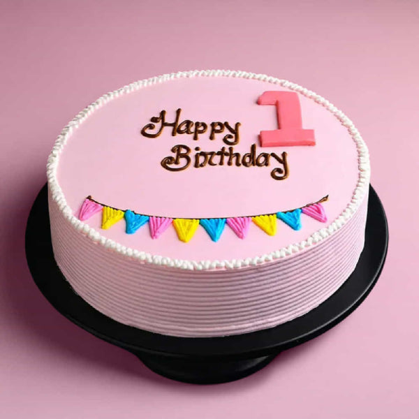 First Birthday Pastel Cream Cake