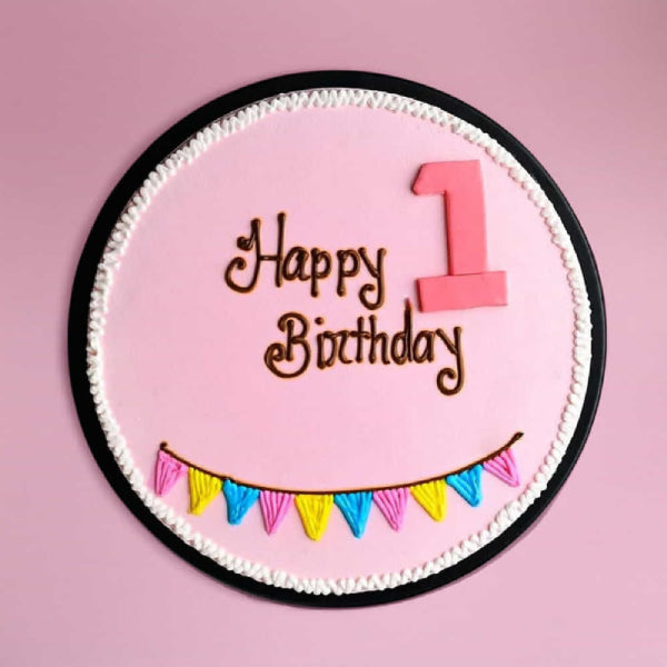 First Birthday Pastel Cream Cake