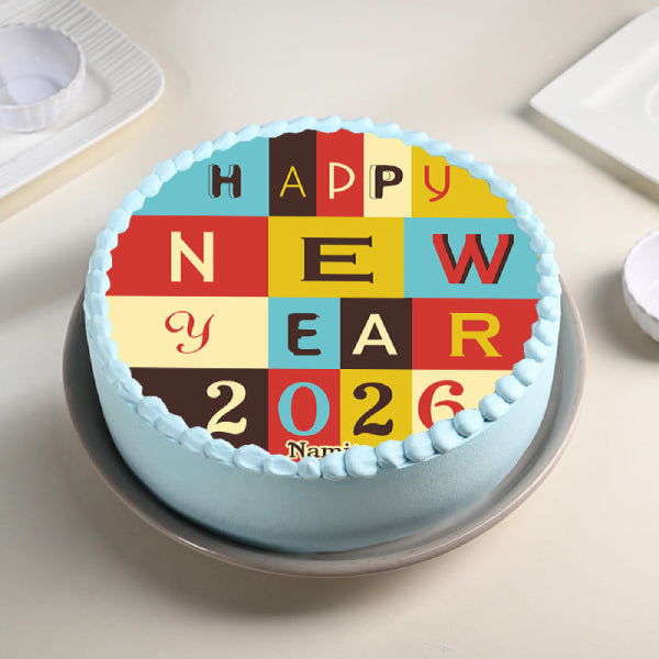 Colourful New Year Theme Cake