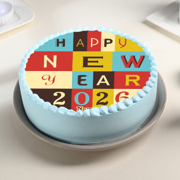 Colourful New Year Theme Cake