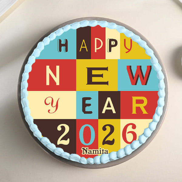 Colourful New Year Theme Cake