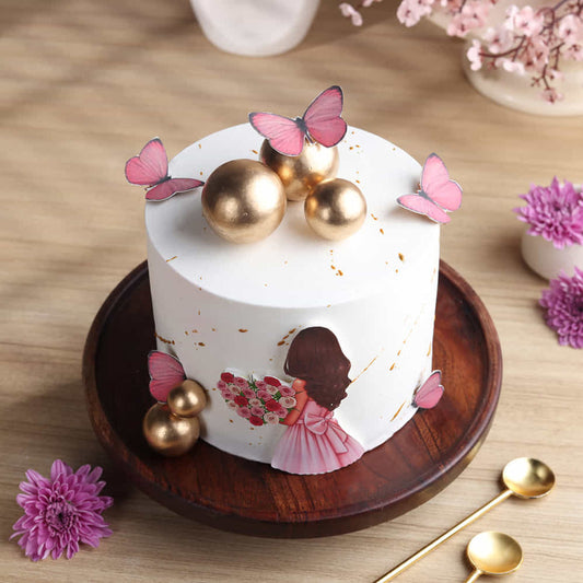 Pink Butterfly Theme Cake