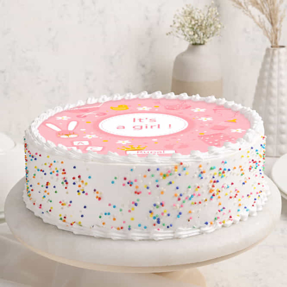 Baby Girl Shower Photo Cake