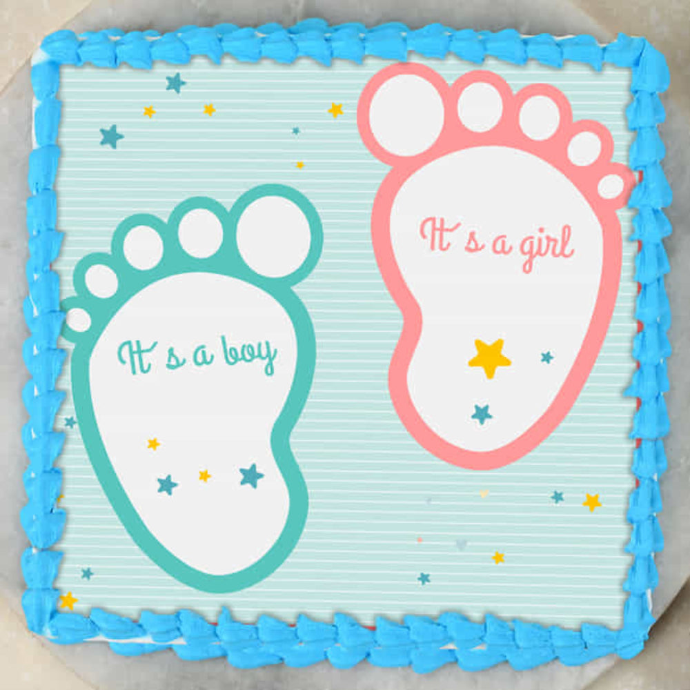 Baby Footprints Photo Cake