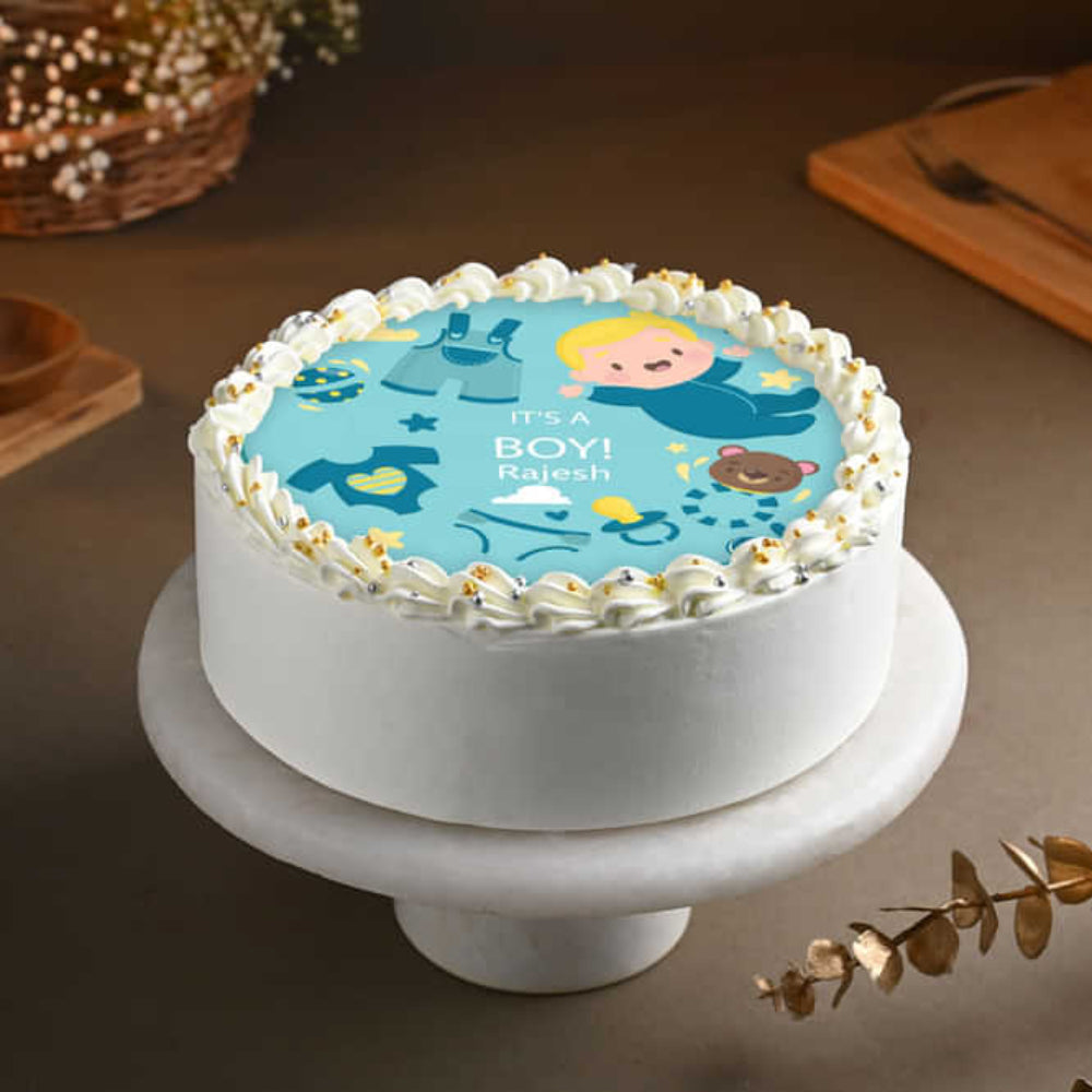 Baby Boy Shower Photo Cake