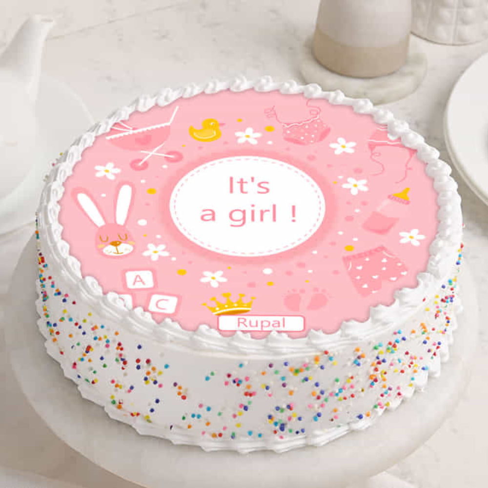 Baby Girl Shower Photo Cake