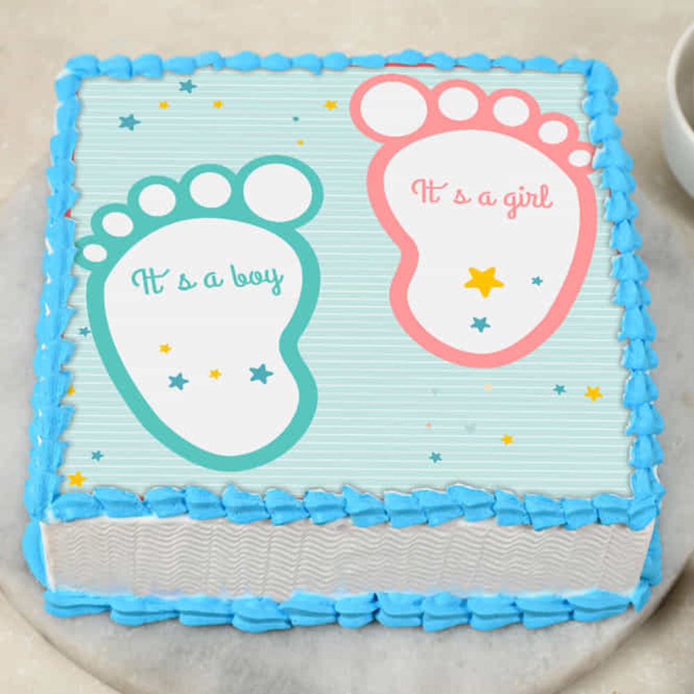 Baby Footprints Photo Cake