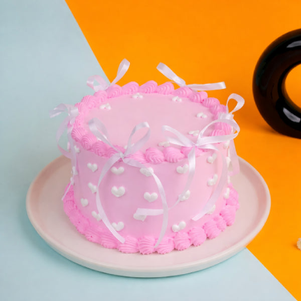 Pink Vintage Ribbon Cake