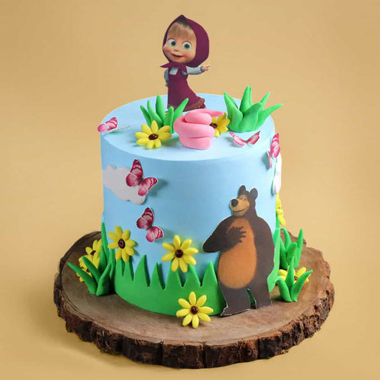 Peppy Masha n Bear Theme Cake