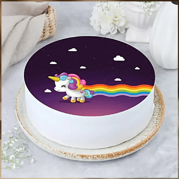 Happy Unicorn Photo Cake