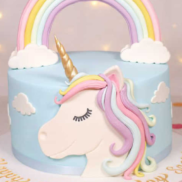 Rainbow Unicorn Fondant Cake