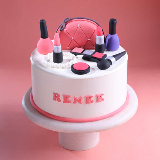 Glamour Makeup Theme Cake