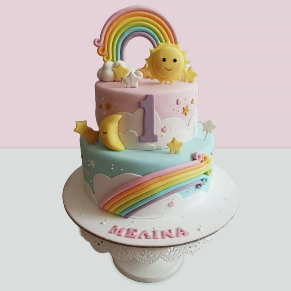 Sunshine n Rainbows Theme Cake